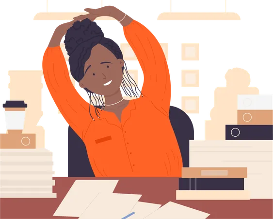 Business woman Stretching In Office  イラスト