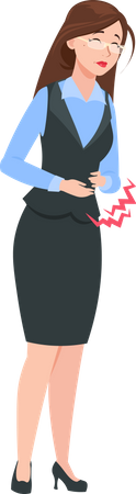 Business Woman suffering stomach pain Illustration