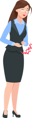 Business Woman suffering stomach pain  Illustration