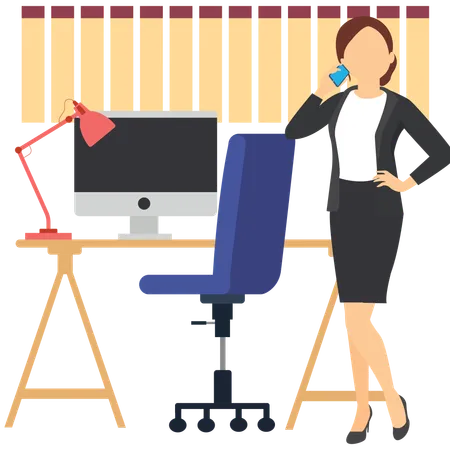 Business woman Talking On Mobile  Illustration