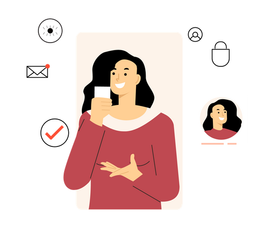 Business woman talking on video call Illustration