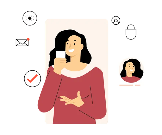 Business woman talking on video call Illustration
