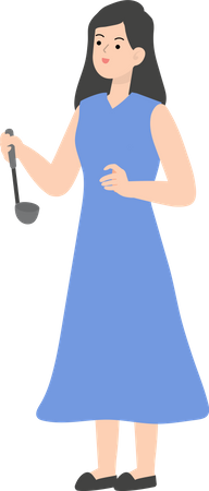 Business Woman Testing Food  Illustration