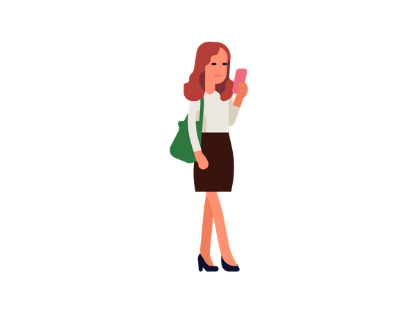 Business woman texting on mobile Illustration