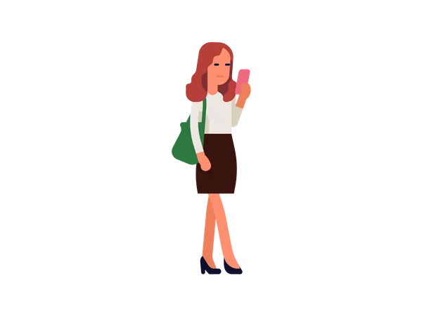 Business woman texting on mobile Illustration