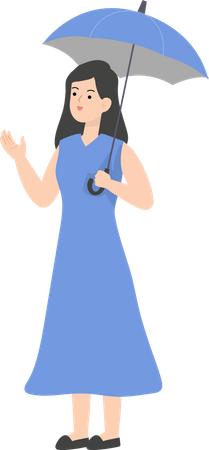 Business Woman Under Umbrella  Illustration