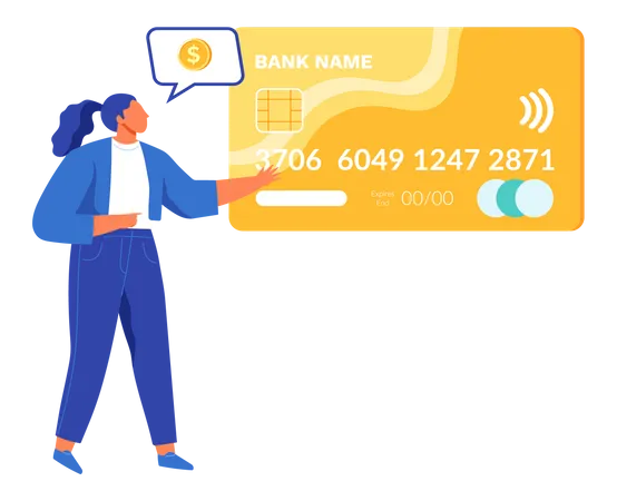 Business woman using card for payment  Illustration