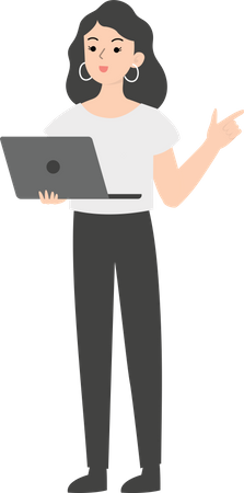 Business woman using laptop Illustration