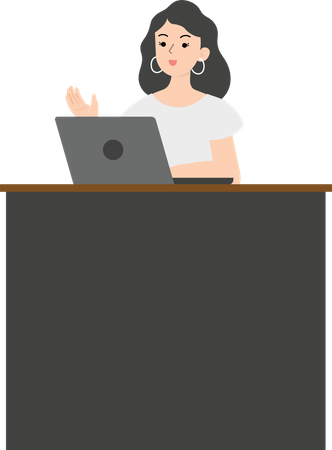 Business woman using laptop Illustration