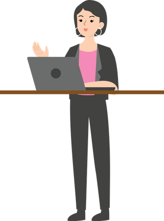 Business woman using laptop  Illustration