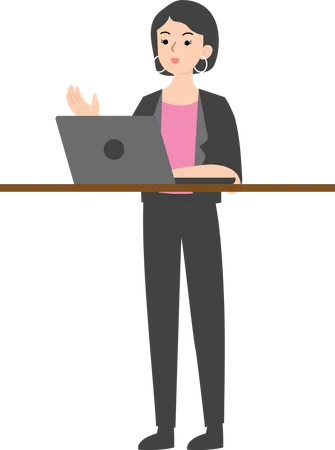 Business woman using laptop  Illustration