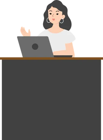 Business woman using laptop  Illustration