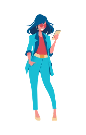Business woman using mobile Illustration