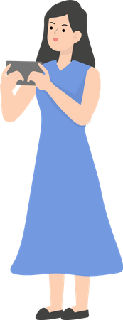 Business Woman Using Smartphone  Illustration