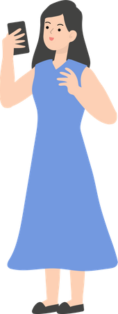 Business Woman Using Smartphone  Illustration