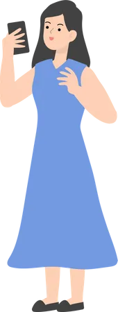 Business Woman Using Smartphone  Illustration