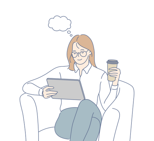 Business woman using tablet  Illustration