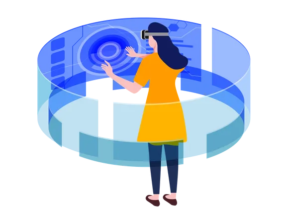 Business woman using VR technology Illustration
