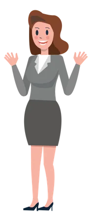 Business woman waving both hand  Illustration