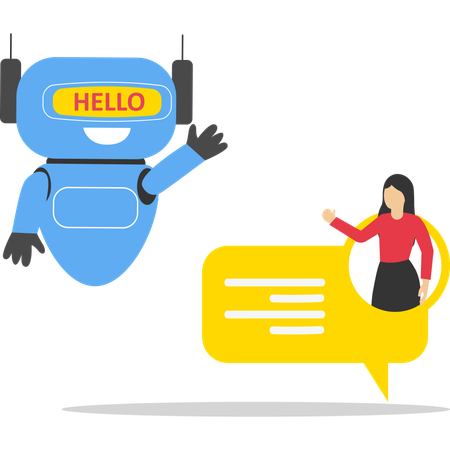 Business woman with ai chat bot  Illustration