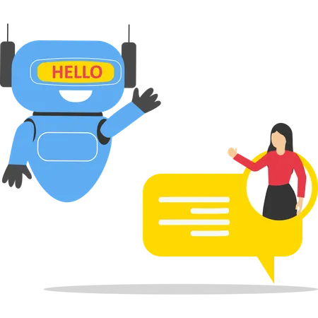 Business woman with ai chat bot  Illustration