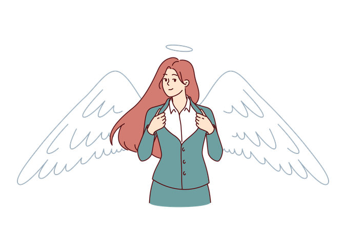 Business woman with angel wings  Illustration