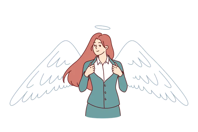 Business woman with angel wings  Illustration