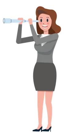 Business woman with binoculars  Illustration