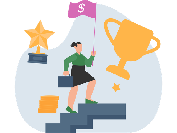 Business woman with Business Achievement  Illustration