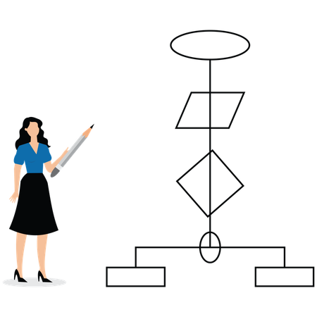 Businesswoman shows flow chart  Illustration