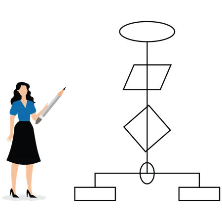 Businesswoman shows flow chart  Illustration