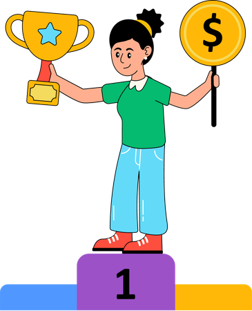 Business woman with Finance Achievement  Illustration