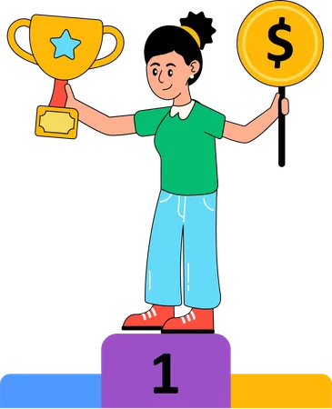 Business woman with Finance Achievement  Illustration