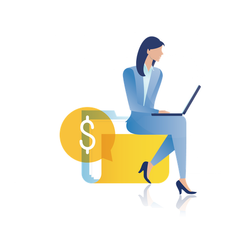 Business woman with finance report  Illustration
