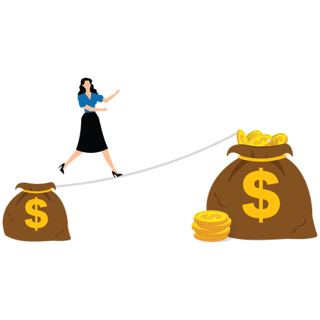 Business woman with Income or salary growth  Illustration