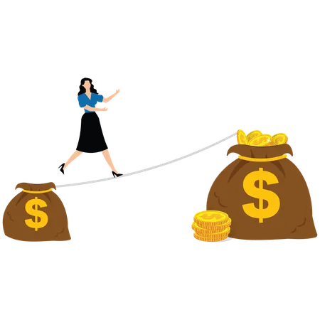 Business woman with Income or salary growth  Illustration