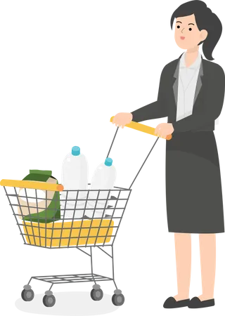 Business Woman With Trolley  Illustration