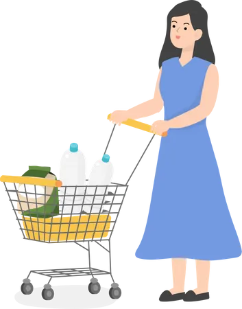 Business Woman With Trolley  Illustration