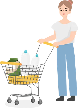 Business Woman With Trolley  Illustration