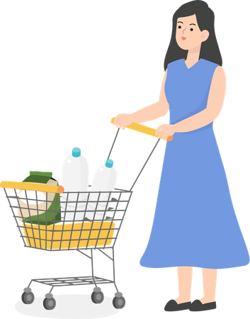Business Woman With Trolley  Illustration