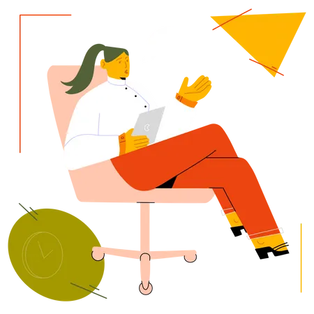 Business woman working from home  Illustration