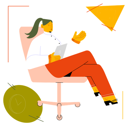 Business woman working from home  Illustration