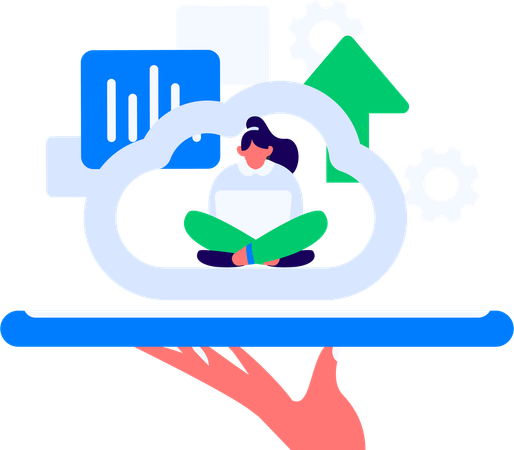 Business woman working in office  Illustration
