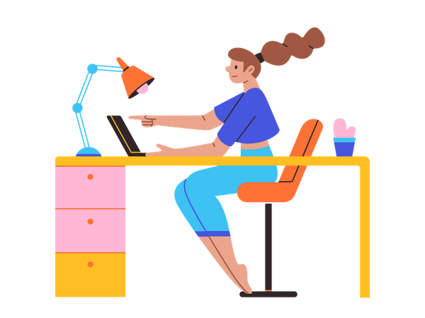 Business woman working in office Illustration