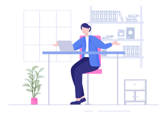 Business woman working in office Illustration