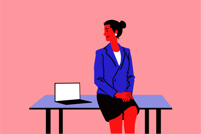 Business woman working in office  Illustration
