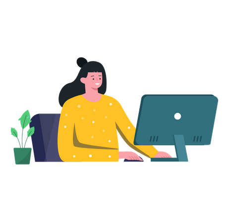 Business woman working in office  Illustration