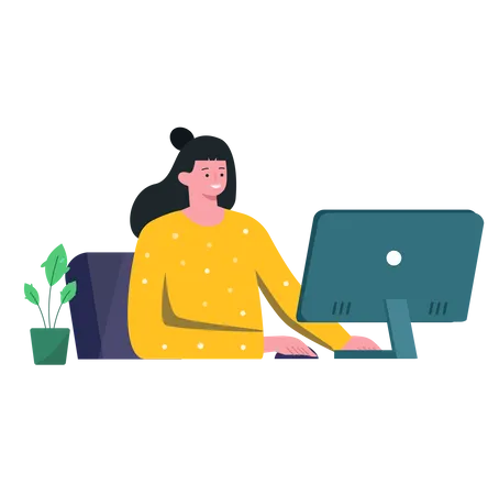 Business woman working in office  Illustration