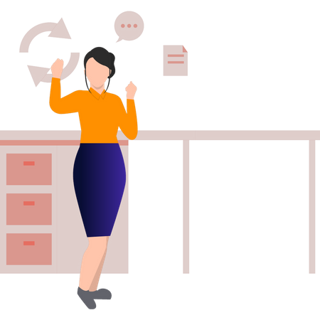 Business woman working in office  Illustration