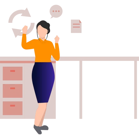 Business woman working in office  Illustration